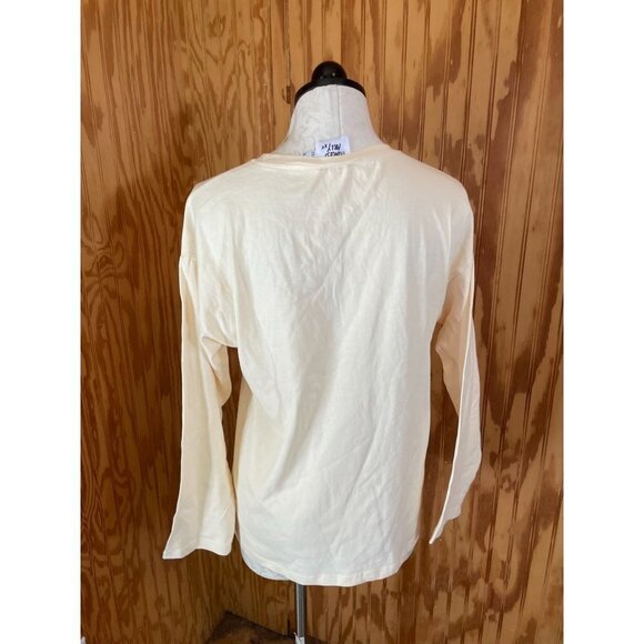 Princess Polly T-Shirt Pullover Top Sunday Funday Long Sleeve Cream Cotton Sz 4 - Picture 2 of 9